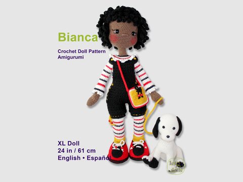 24 inch crochet doll pattern PDF, XL amigurumi doll, Meet Bianca!