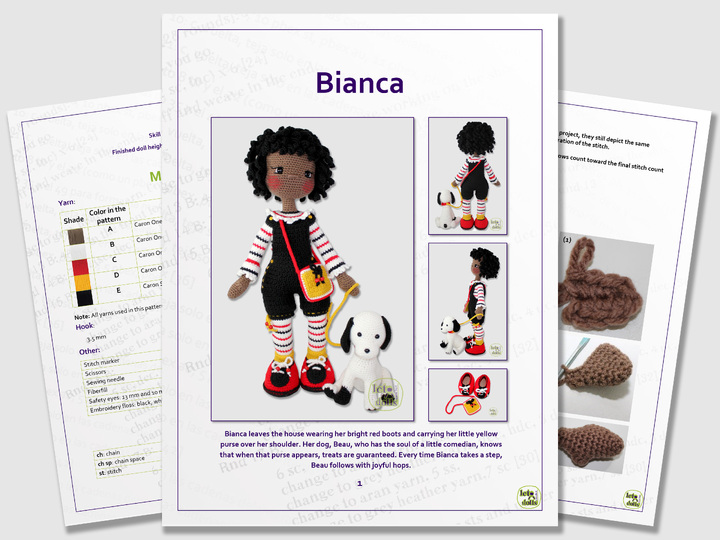 24 inch crochet doll pattern PDF, XL amigurumi doll, Meet Bianca!