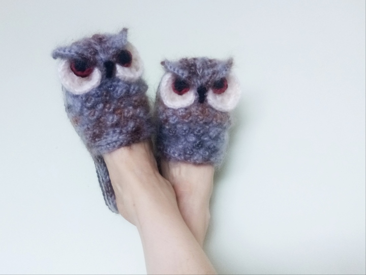 Eule Hausschuhe. Häkelanleitung