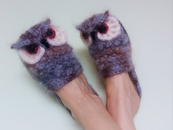 Eule Hausschuhe. Häkelanleitung