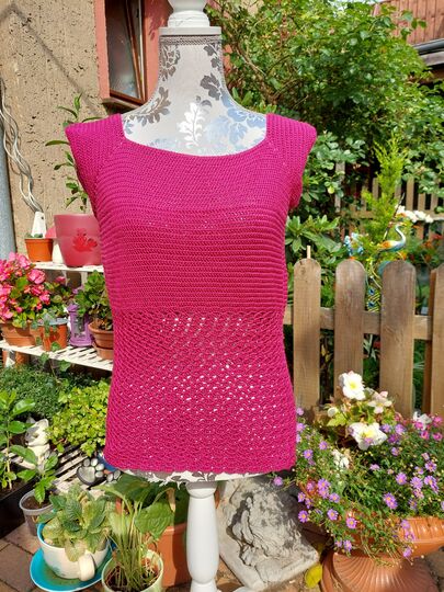 Shirt "raspberry" Tunika RVO häkeln Sommertop Häkelanleitung