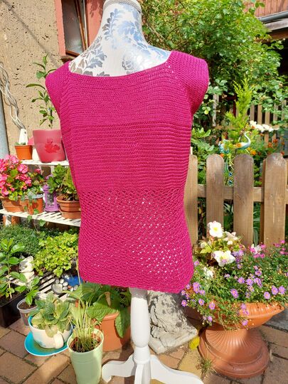 Shirt "raspberry" Tunika RVO häkeln Sommertop Häkelanleitung