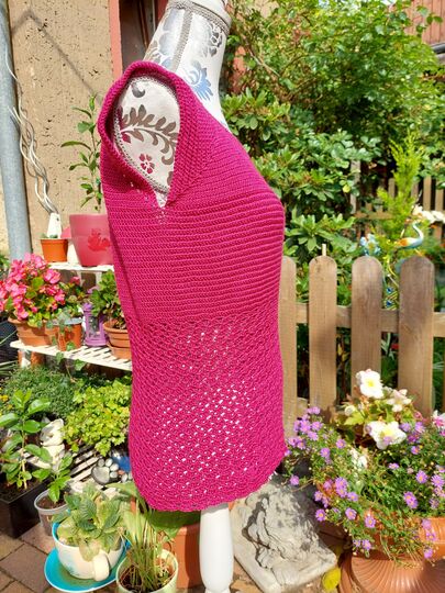 Shirt "raspberry" Tunika RVO häkeln Sommertop Häkelanleitung