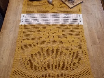Häkelanleitung Tischläufer "Blumenwiese" Filethäkeln
