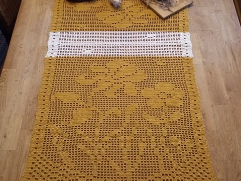 Häkelanleitung Tischläufer "Blumenwiese" Filethäkeln