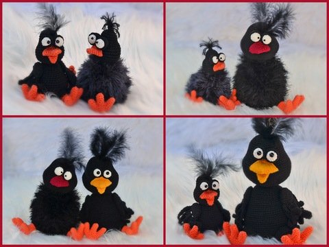 Glupschis Serie Sparset "Rabenküken" und " große Raben" in 2 Varianten
