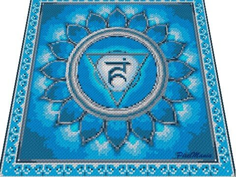 Häkelmuster * VISHUDDHA - HALS CHAKRA * Grafik für C2C Decke