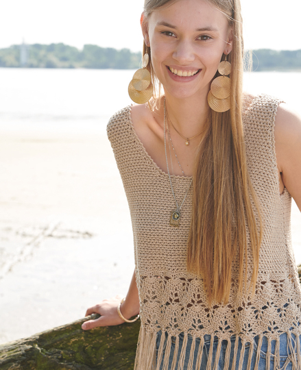 Häkelanleitung sommerliches Fransen-Top im Boho-Stil