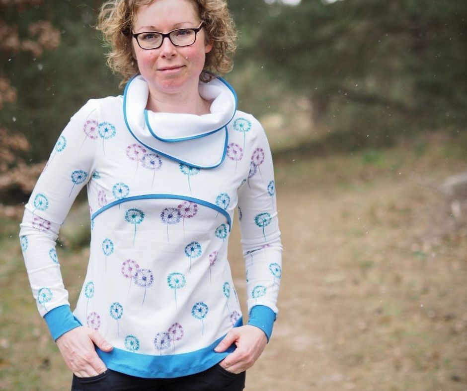 Shirt Kathi mit Wickelkragen Gr. 34-54 Schnittmuster &amp; Nähanleitung