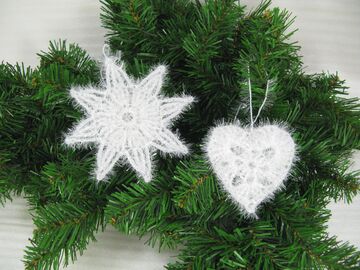 Häkelanleitung weihnachtliches Design Stern und Herzchen