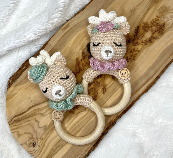 Häkelanleitung Beißring Reh Tilda und Sören