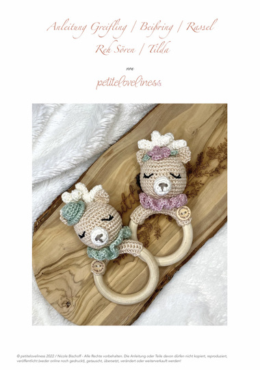 Häkelanleitung Beißring Reh Tilda und Sören