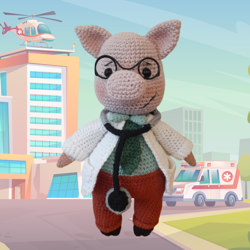 Citizens of Oinkville - Doctor Dan - Crochet Pattern ONLY - Image 4