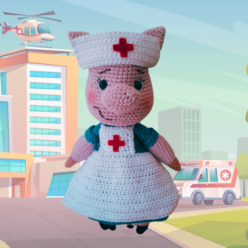 Citizens of Oinkville - Nurse Nancy - Crochet Pattern ONLY - Image 3