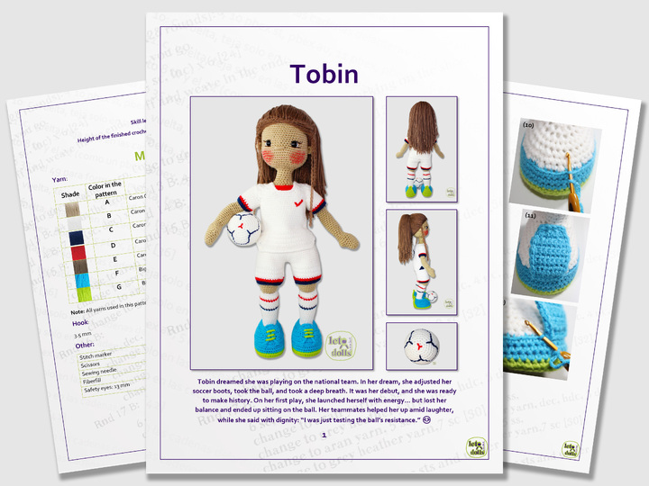24 inch crochet doll pattern PDF, XL amigurumi doll, Meet Tobin!