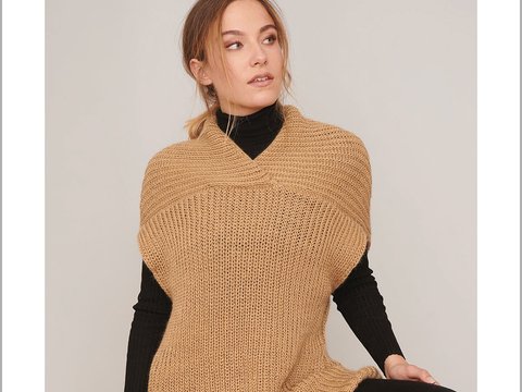 Strickanleitung langer Pullunder/Slipover mit Kragen "Greta"