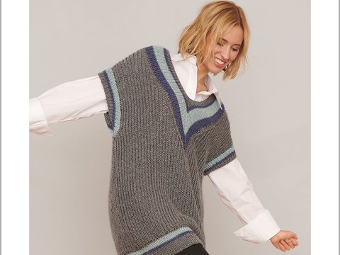 Strickanleitung Pullunder/Slipover im Halbpatent-Muster "Manon"