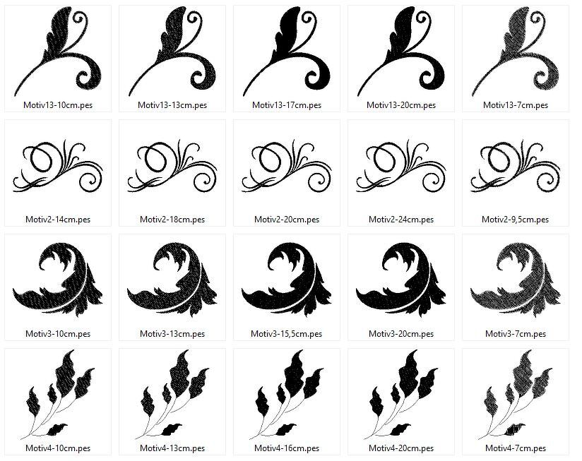 Stickdatei - Blumen Schnörkel Pflanzen Silhouetten - Bild 3