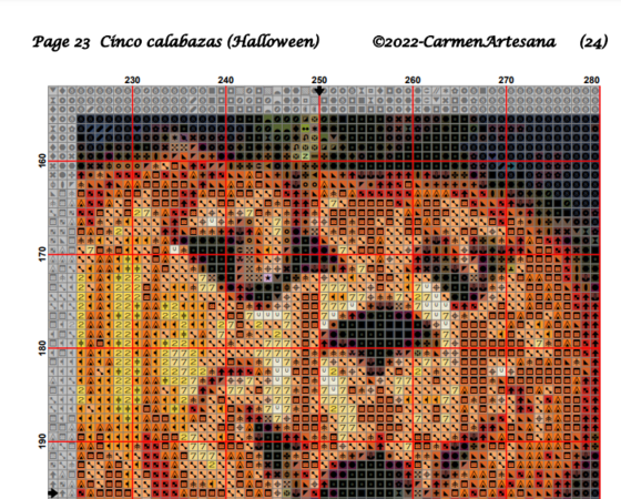 FIVE Pumpkins (Halloween) cross stitch chart