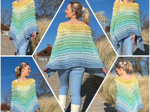 1-Bobbel-Knubbelchen-Poncho "Tropical Beach"