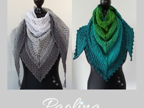 Häkelanleitung Paolina, Dreieckstuch, Schultertuch, Half-Granny-Muster