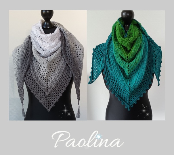 Häkelanleitung Paolina, Dreieckstuch, Schultertuch, Half-Granny-Muster