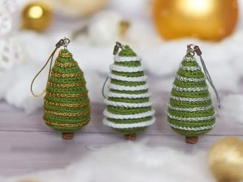 Weihnachtsbaum Amigurumi Weihnachten Dekoration Häkeln Anhänger Garn