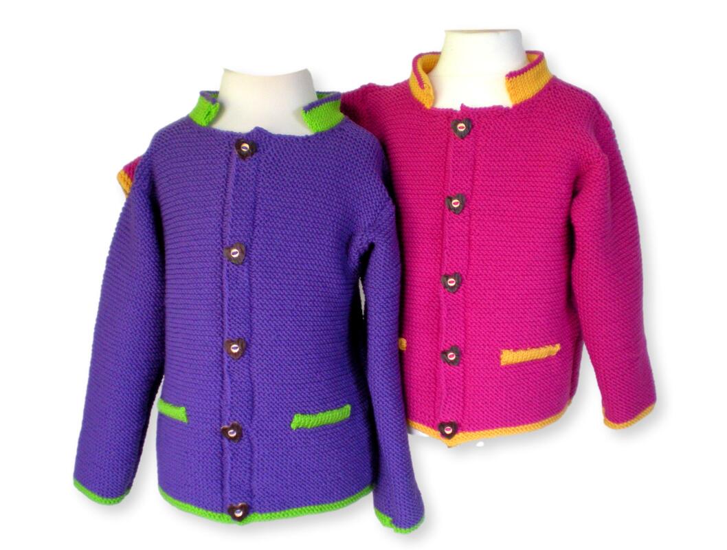 Country stye ljacket for children in 3 sizes - knitting instructions