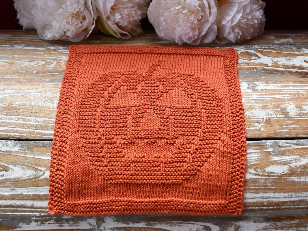 Knitting pattern washcloth / dishcloth "Pumpkin"  - easy - Image 2