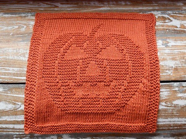 Knitting pattern washcloth / dishcloth "Pumpkin"  - easy