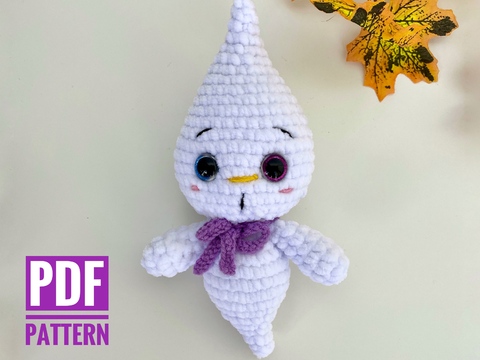 Crochet pattern Ghost doll, Halloween Amigurumi toy plush - fall decor