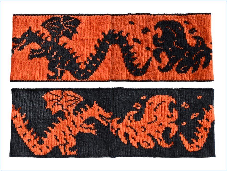 Double knitting pattern cowl "Fire Dragon Inaki"