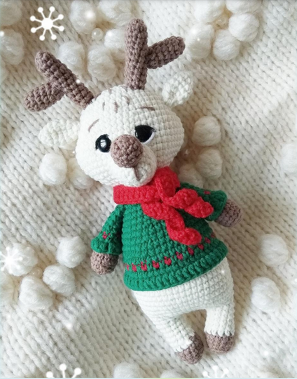 Rehkitz Weihnachten Amigurumi Häkeln Garn Tiere Spielzeug Dekoration