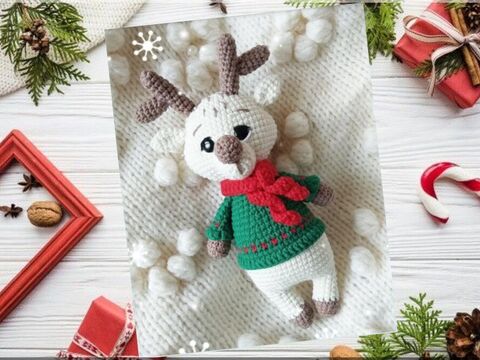 Rehkitz Weihnachten Amigurumi Häkeln Garn Tiere Spielzeug Dekoration