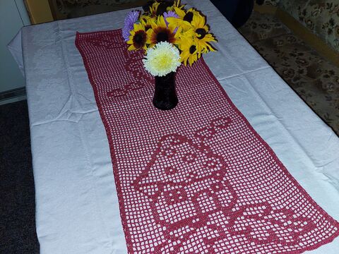 Tischläufer Herbst "Pilzhaus" Häkelanleitung