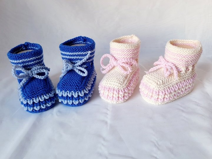 Strickanleitung Baby-Schuhe, Booties ohne Nadelspiel,  ca. 10 cm  #307