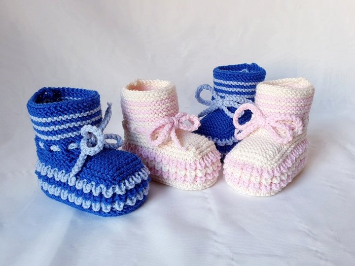 Strickanleitung Baby-Schuhe, Booties ohne Nadelspiel,  ca. 10 cm  #307