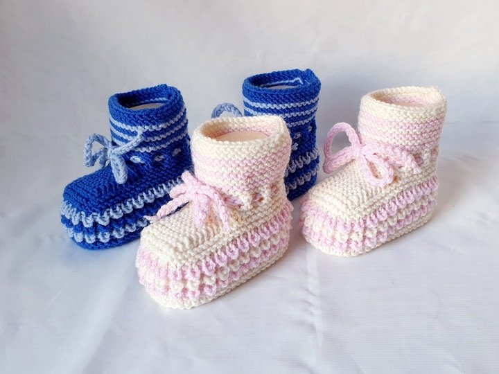 Strickanleitung Baby-Schuhe, Booties ohne Nadelspiel,  ca. 10 cm  #307