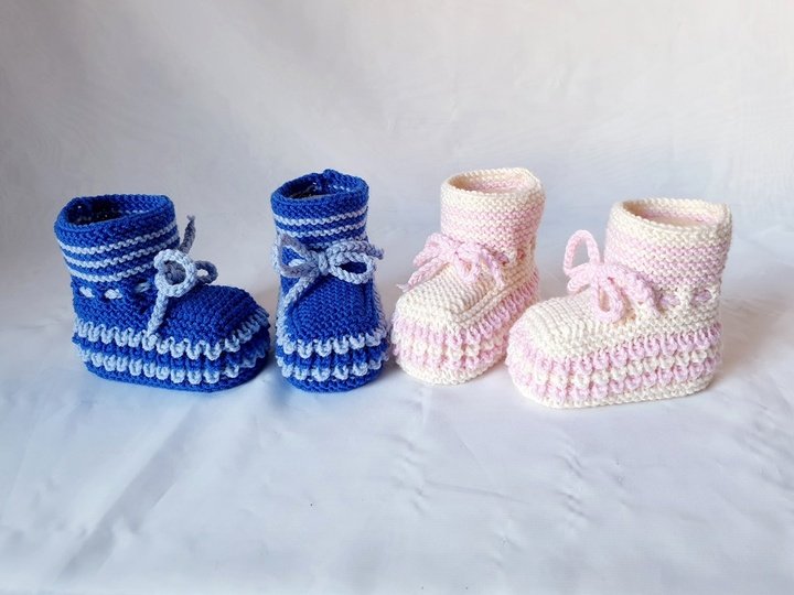 Strickanleitung Baby-Schuhe, Booties ohne Nadelspiel,  ca. 10 cm  #307