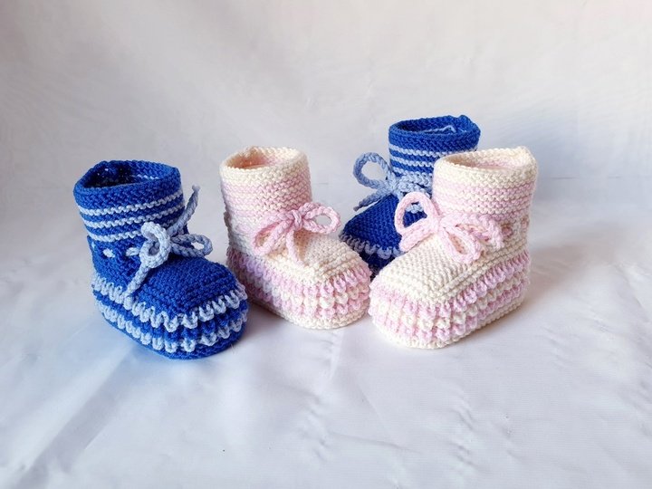 Strickanleitung Baby-Schuhe, Booties ohne Nadelspiel,  ca. 10 cm  #307
