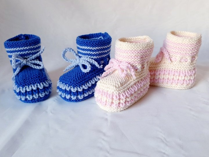 Strickanleitung Baby-Schuhe, Booties ohne Nadelspiel,  ca. 10 cm  #307