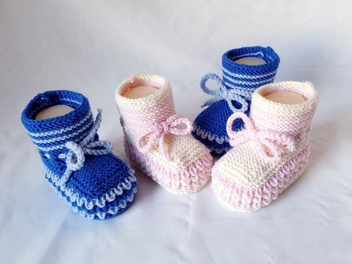 Strickanleitung Baby-Schuhe, Booties ohne Nadelspiel,  ca. 10 cm  #307