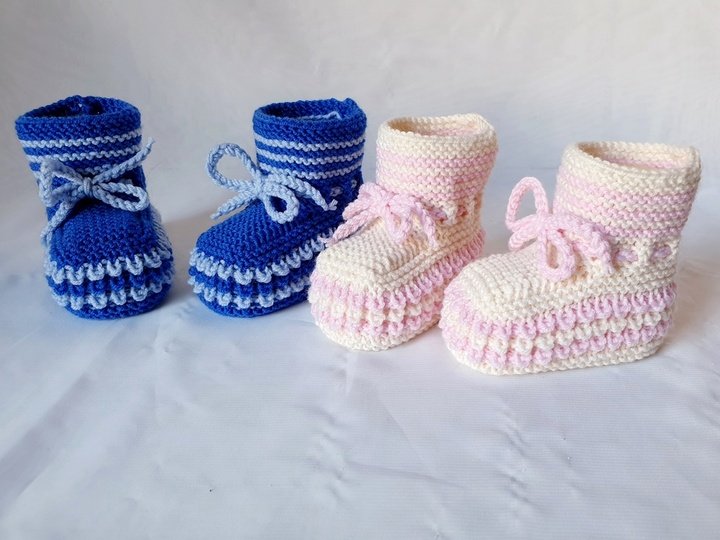Strickanleitung Baby-Schuhe, Booties ohne Nadelspiel,  ca. 10 cm  #307