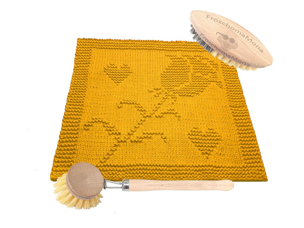 gestricktes Rosen Deckchen Spültuch Waschlappen „ Rote Rose “ Anleitung - Bild 3