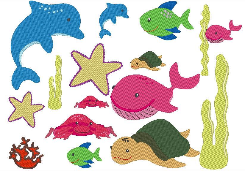Meerestiere klein Stickdatei 2