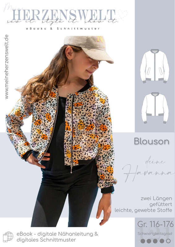 Blouson Kinder – E-Book Schnittmuster Gr. 116-176 – Havanna