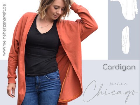 Cardigan Damen – E-Book Schnittmuster Gr. 32-58 – Chicago