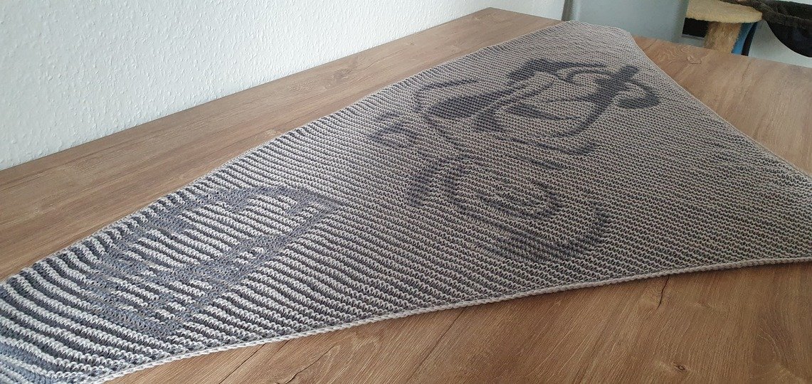 Chopper, Motorrad, Schattenstricken, Illusionsstricken, Motivtuch