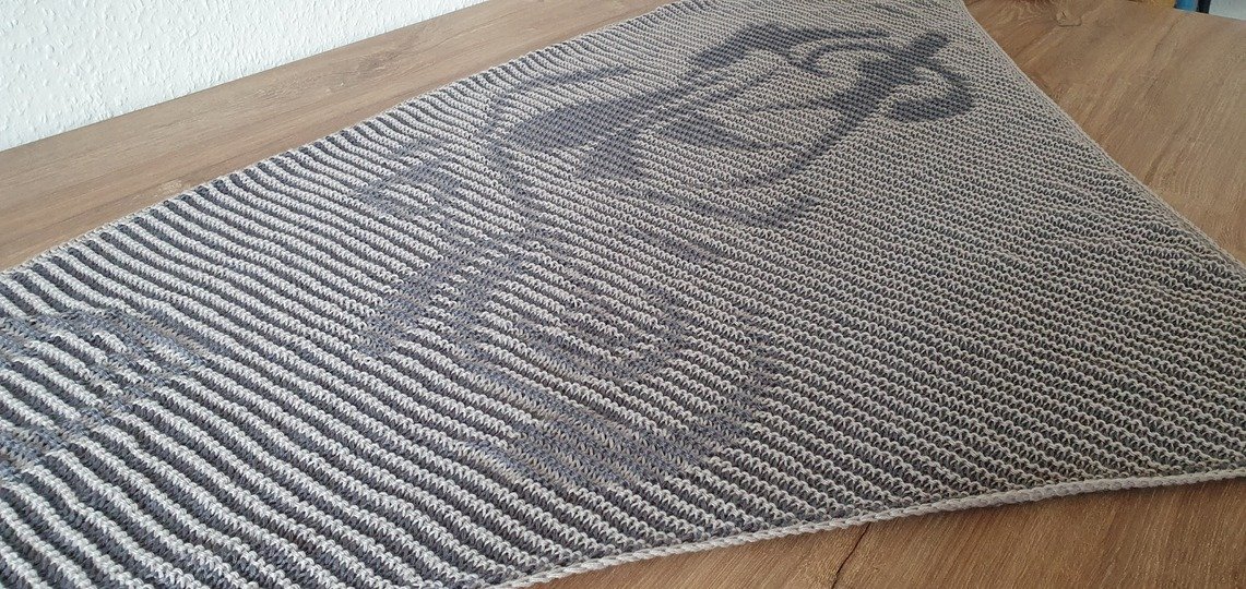 Chopper, Motorrad, Schattenstricken, Illusionsstricken, Motivtuch