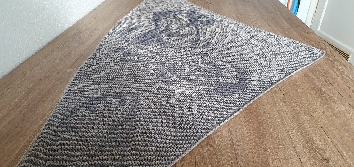 Chopper, Motorrad, Schattenstricken, Illusionsstricken, Motivtuch